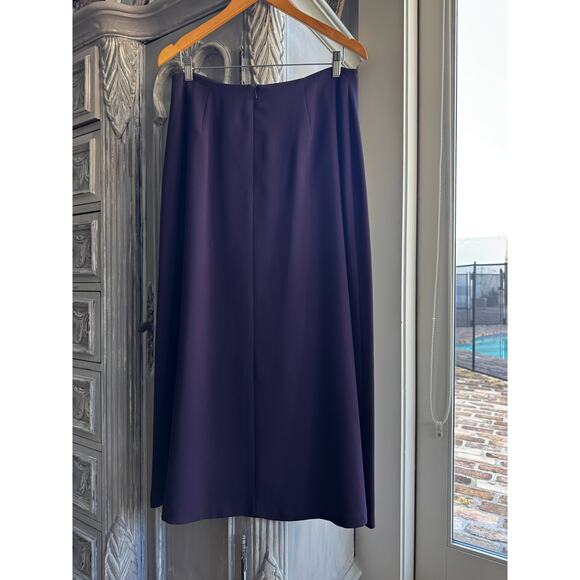 Jones NY Like Skirt Sz 14 Dark Purple A-line Fitted Waist Crepe Maxi - Picture 3 of 8